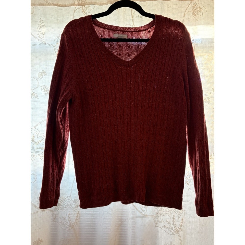 Craft & Barrow Cableknit Sweater Burgundy Large